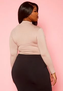 Plus Size High Neck Long Sleeve Bodysuit 8 Plus Size High Neck Long Sleeve Bodysuit -Asoph Sales Shop 2021411 003 4
