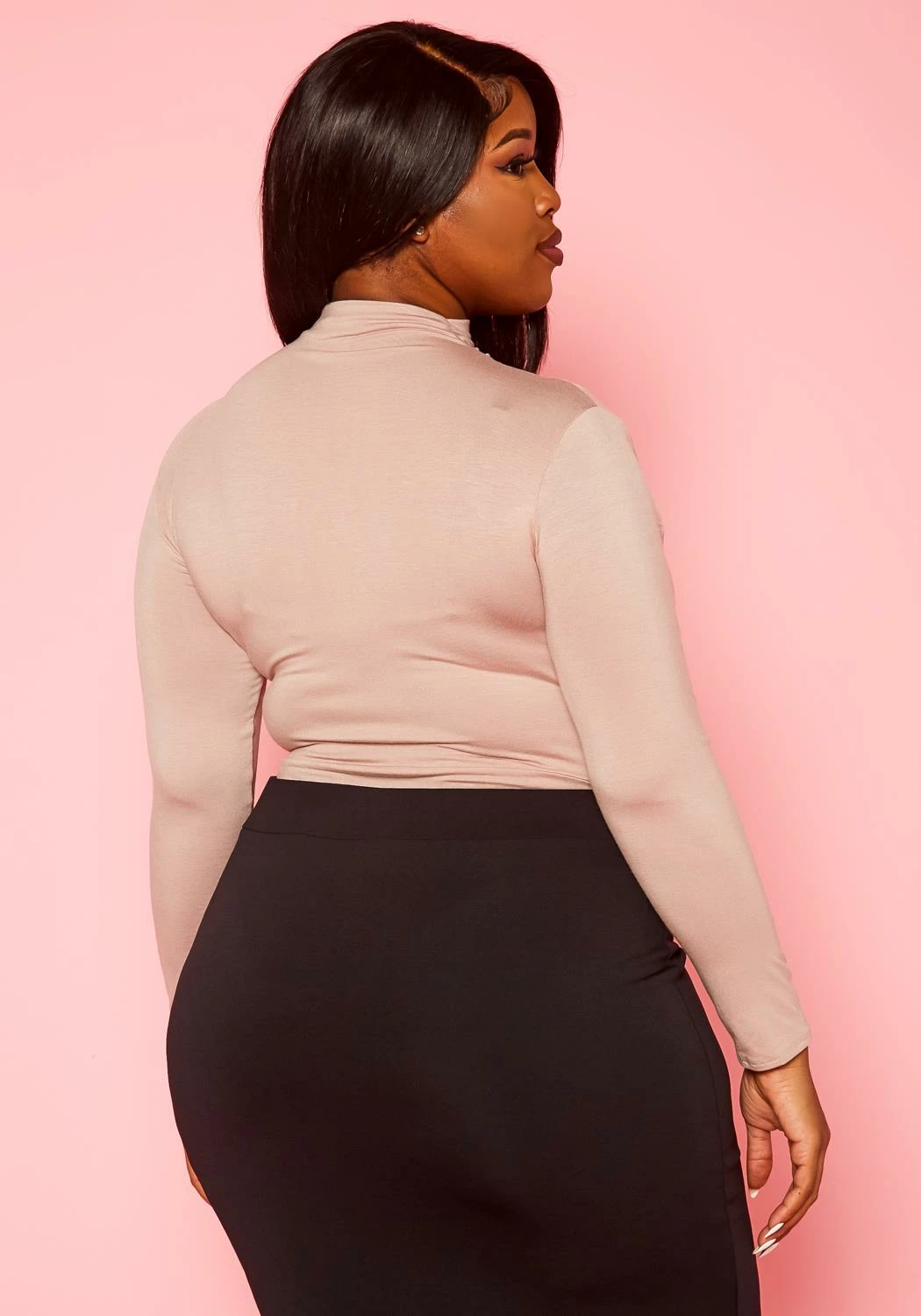 Plus Size High Neck Long Sleeve Bodysuit 4 Plus Size High Neck Long Sleeve Bodysuit - Image 4