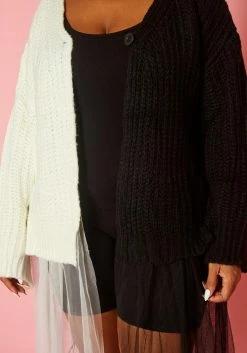 Plus Size Cable Knit Tulle Finished Cardigan -Asoph Sales Shop 2021417 002 6