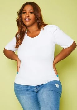 Plus Size Solid Fitted Blouse 8 Plus Size Solid Fitted Blouse -Asoph Sales Shop 2021418 002 3