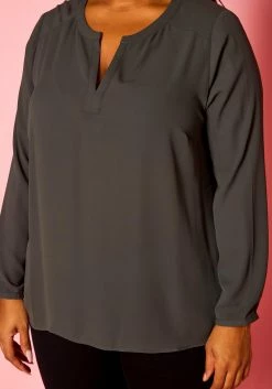 Plus Size Dotted Long Sleeve Blouse -Asoph Sales Shop 2021421 003 6