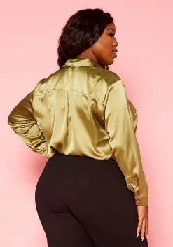 Plus Size Classic Collar Satin Blouse -Asoph Sales Shop 2021426 002 6