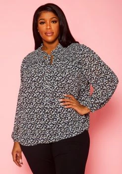 Plus Size Pleione Floral Print Blouse