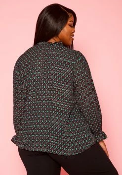 Plus Size Oriental Pattern Blouse -Asoph Sales Shop 2021431 003 4