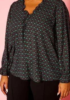Plus Size Oriental Pattern Blouse -Asoph Sales Shop 2021431 003 5