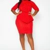 Plus Size Polka Dot Print Peplum Mini Dress