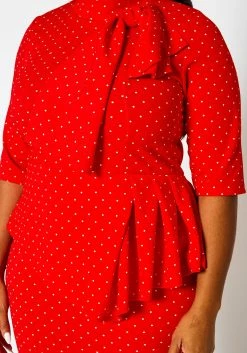 Plus Size Polka Dot Print Peplum Mini Dress -Asoph Sales Shop 2022396 003 5