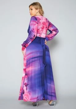 Plus Size Rose Gradient Print Fit & Flare Maxi Dress -Asoph Sales Shop 2022397 001 4