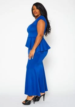 Plus Size Asymmetric Peplum Mermaid Hem Gown -Asoph Sales Shop 2022398 001 2