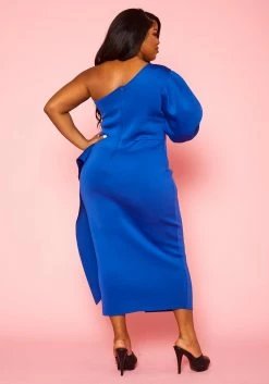 Plus Size One Sleeve Drape Front Gown -Asoph Sales Shop 2022410 002 5