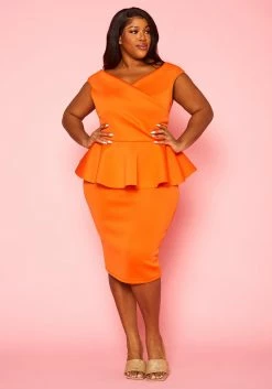 Plus Size Sleeveless V Neck Peplum Dress 8 Plus Size Sleeveless V Neck Peplum Dress -Asoph Sales Shop 2022411 002 2