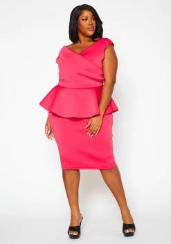 Plus Size Sleeveless V Neck Peplum Dress 8 Plus Size Sleeveless V Neck Peplum Dress -Asoph Sales Shop 2022411 004 2