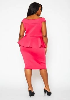 Plus Size Sleeveless V Neck Peplum Dress 10 Plus Size Sleeveless V Neck Peplum Dress -Asoph Sales Shop 2022411 004 4