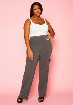 Plus Size High Waist Cotton Pants