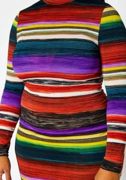 Plus Size Multi Color Pattern Long Sleeve Midi Dress -Asoph Sales Shop 2022429 001 5