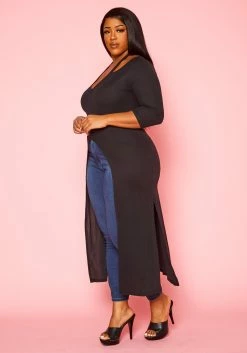 Plus Size Split Hem Longline Top -Asoph Sales Shop 2022436 001 4