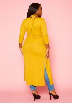 Plus Size Split Hem Longline Top -Asoph Sales Shop 2022436 002 3