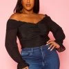 Plus Size Off Shoulder Long Sleeve Bodysuit