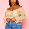 Plus Size Off Shoulder Long Sleeve Bodysuit