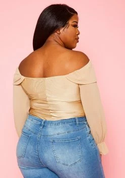 Plus Size Off Shoulder Long Sleeve Bodysuit -Asoph Sales Shop 2022440 002 4