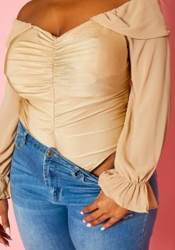 Plus Size Off Shoulder Long Sleeve Bodysuit -Asoph Sales Shop 2022440 002 5
