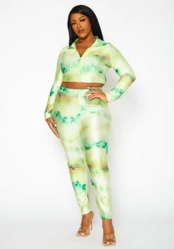 Plus Size Lime Green Matching Two Piece Set