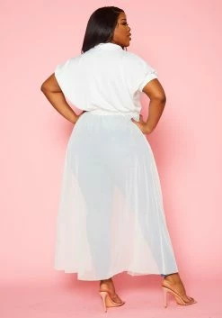 Plus Size Collar Neck Tulle Longline Top -Asoph Sales Shop 2022447 001 4