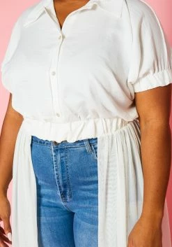 Plus Size Collar Neck Tulle Longline Top -Asoph Sales Shop 2022447 001 5