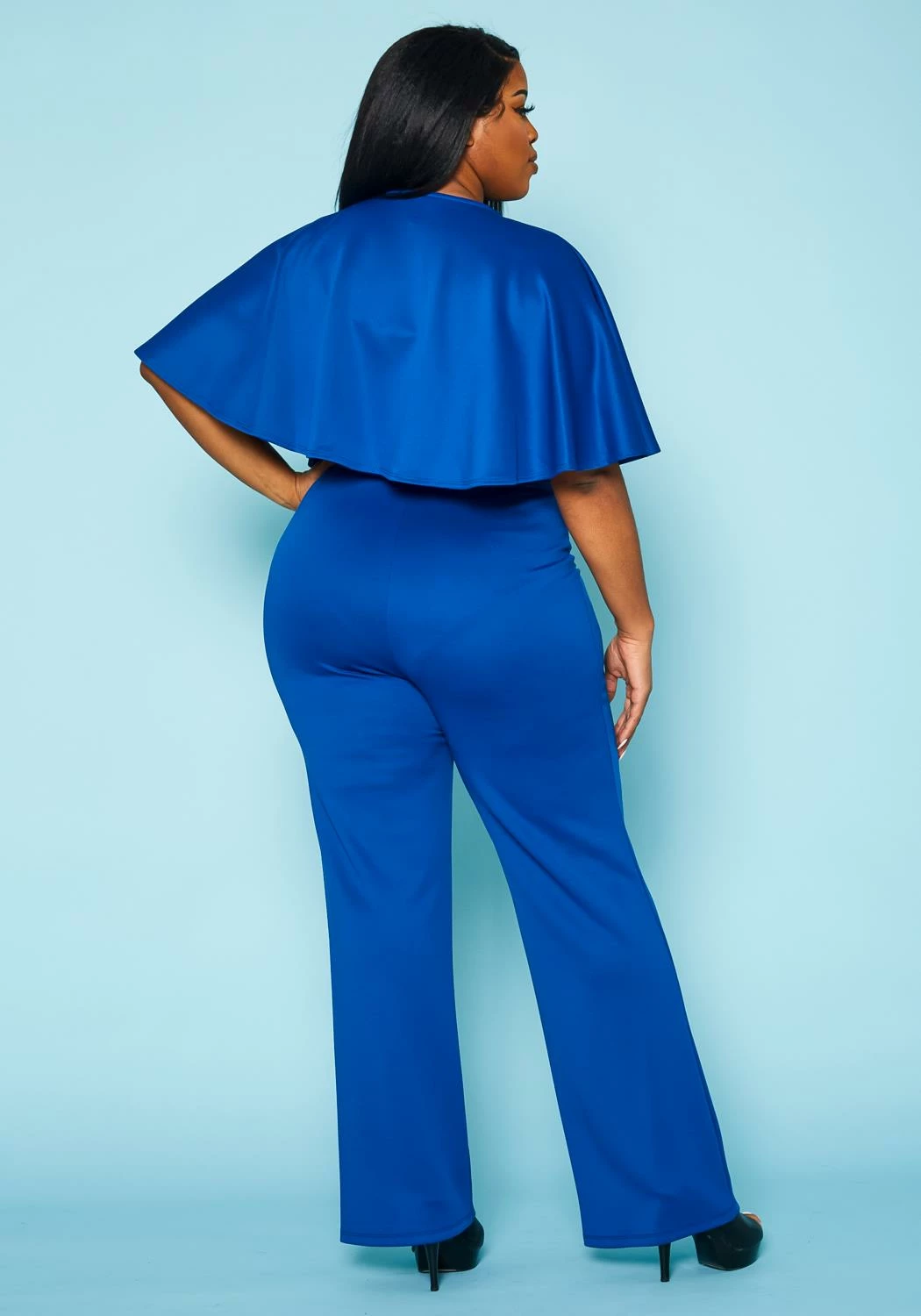 Plus Size Cloak & Straight Pants Set 5 Plus Size Cloak & Straight Pants Set - Image 5