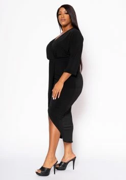 Plus Size Drape Front Cocktail Dress -Asoph Sales Shop 2022459 001 3