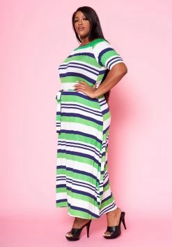 Plus Size Multi Striped Fit & Flare Maxi Dress -Asoph Sales Shop 2022460 002 3