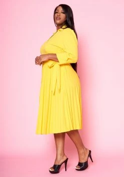 Plus Size Pleated Fit & Flare Midi Dress -Asoph Sales Shop 2022467 002 2