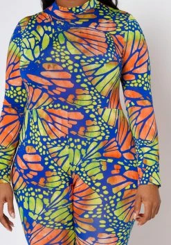Plus Size Butterfly Print Fitted Jumpsuit -Asoph Sales Shop 2022473 001 5