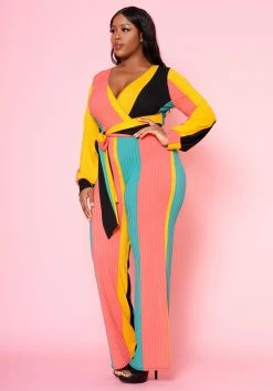 Plus Size Multi Color Ribbed Jumpsuit -Asoph Sales Shop 2022474 001 2