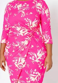 Plus Size Floral Print Twist Hem Cocktail Dress 11 Plus Size Floral Print Twist Hem Cocktail Dress -Asoph Sales Shop 2022490 001 5