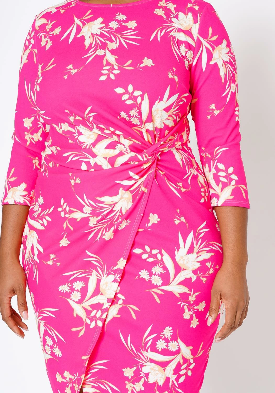 Plus Size Floral Print Twist Hem Cocktail Dress 6 Plus Size Floral Print Twist Hem Cocktail Dress - Image 6