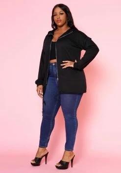 Plus Size Zip Front Hooded Jacket -Asoph Sales Shop 2022497 001 3