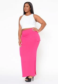 Plus Size Pocket Side Slit Maxi Skirt -Asoph Sales Shop 2022505 002 3