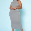 Plus Size Halter Neck Bodycon Midi Dress
