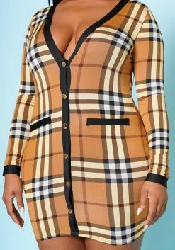 Plus Size Plaid Long Sleeve Mini Dress 13 Plus Size Plaid Long Sleeve Mini Dress -Asoph Sales Shop 2022508 001 5