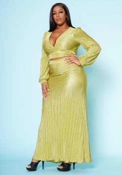 Plus Size Metallic Pleated Two Piece Set -Asoph Sales Shop 2022510 001 3