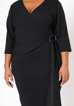 Plus Size V Neck Overlay Drape Mini Dress -Asoph Sales Shop 2022524 001 4
