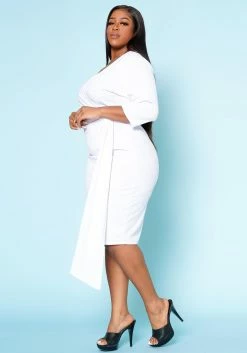 Plus Size V Neck Overlay Drape Mini Dress 7 Plus Size V Neck Overlay Drape Mini Dress -Asoph Sales Shop 2022524 002 2