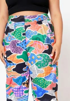 Plus Size Abstract Pattern Ankle Cuffed Pants -Asoph Sales Shop 2022538 001 5