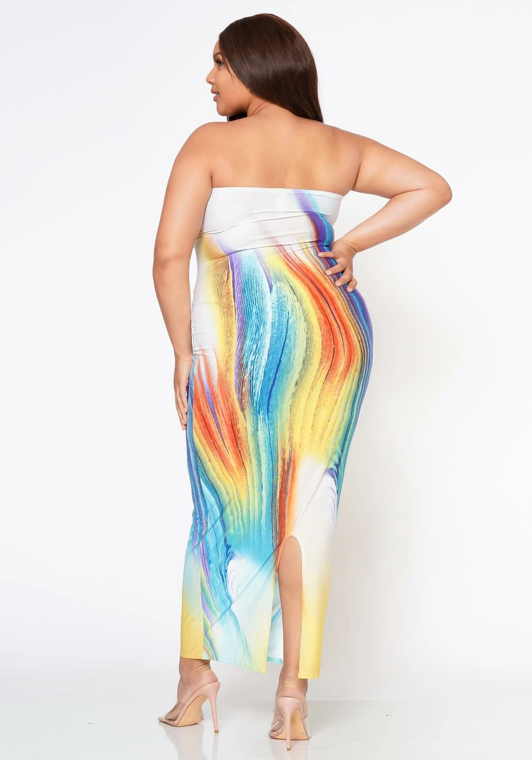 Plus Size Sunset Views Multi Print Tube Maxi Dress 4 Plus Size Sunset Views Multi Print Tube Maxi Dress - Image 4