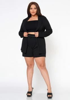 Plus Size Workaholic Blazer & Belted Shorts Set 8 Plus Size Workaholic Blazer & Belted Shorts Set -Asoph Sales Shop 2022544 001 1