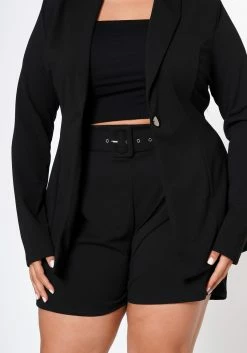 Plus Size Workaholic Blazer & Belted Shorts Set 11 Plus Size Workaholic Blazer & Belted Shorts Set -Asoph Sales Shop 2022544 001 5