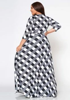 Plus Size Fit & Flare Plaid Pattern Maxi Dress -Asoph Sales Shop 2022546 001 3