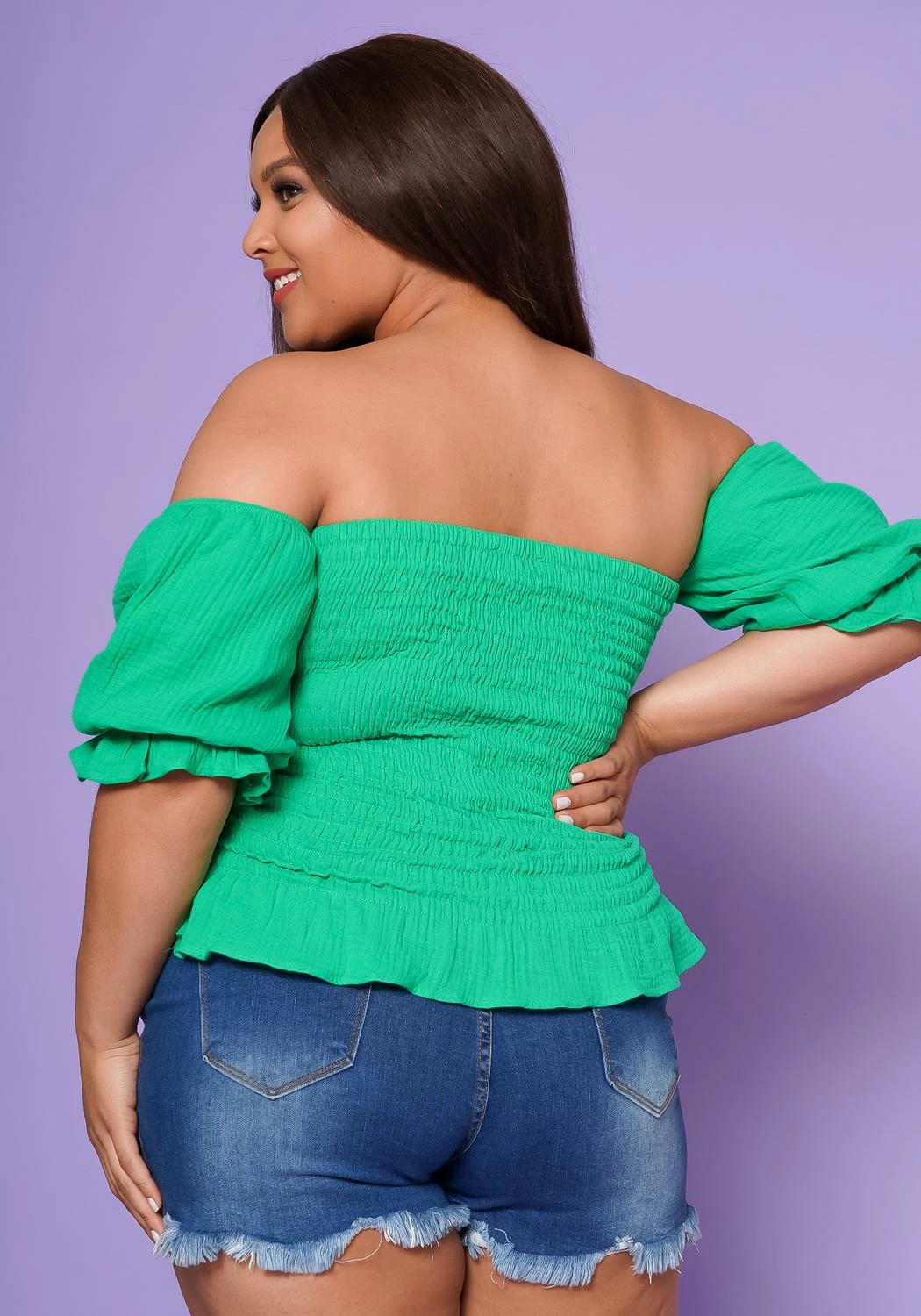 Plus Size Off Shoulder Ruffle Trim Top 4 Plus Size Off Shoulder Ruffle Trim Top - Image 4