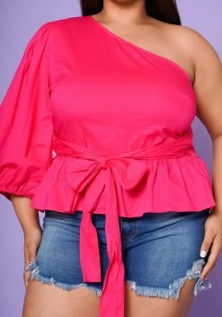 Plus Size Asymmetric One Sleeve Peplum Blouse -Asoph Sales Shop 2022554 001 5